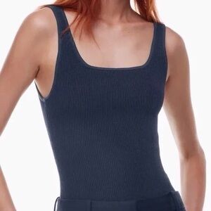 Aritzia babaton dark blue sculpt knit squareneck tank